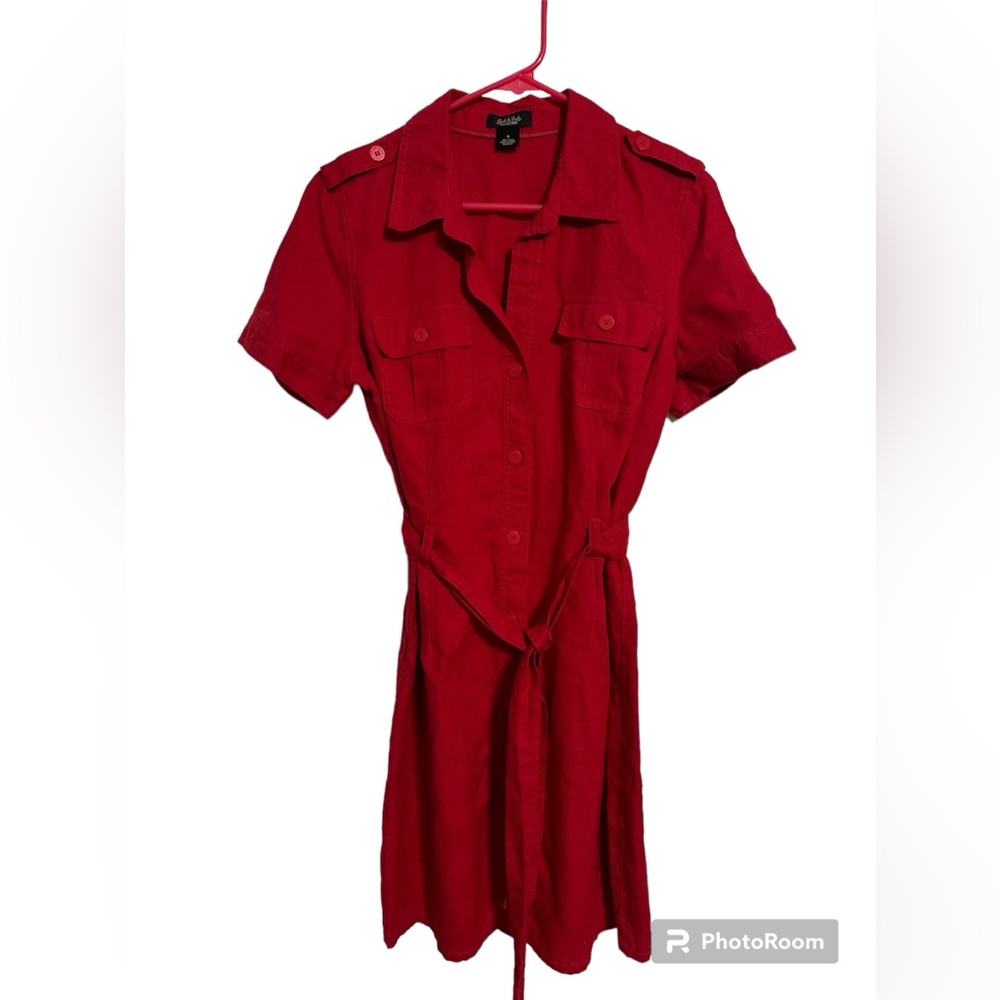 Peck & Peck Collect Red Linen Dress. Size 8.